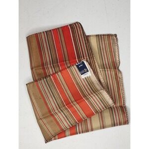 Vintage Kelly Italy Autumn Tan Orange Silk Pocket Square Handkerchief Stripped
